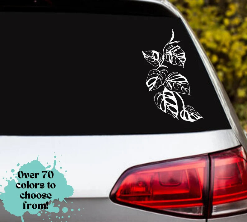 monstera car decal | Die Cut Vinyl Decal
