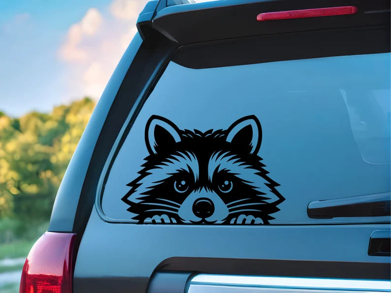 Raccoon Decal Peeking Car Decals for Tumbler Raccoon Laptop Decal Die Cut Vinyl Decal