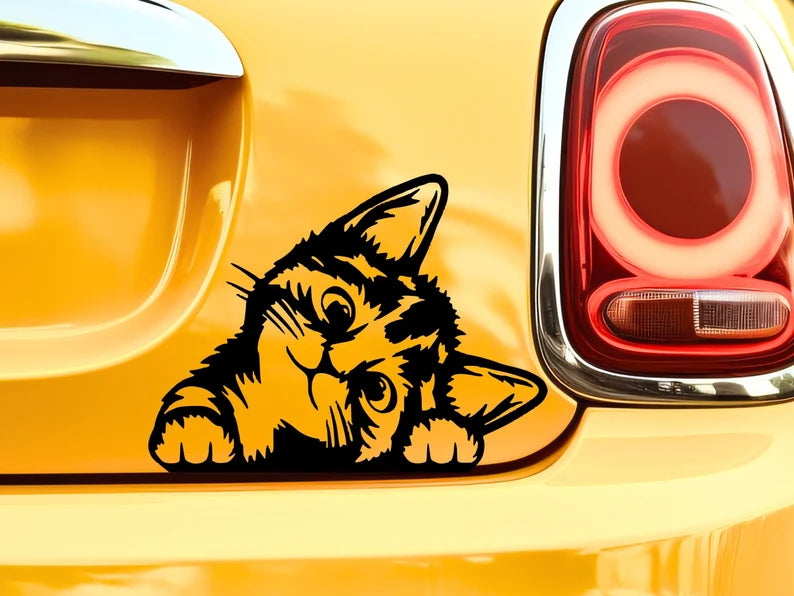 Cat Peeker Decal | Die Cut Vinyl Decal