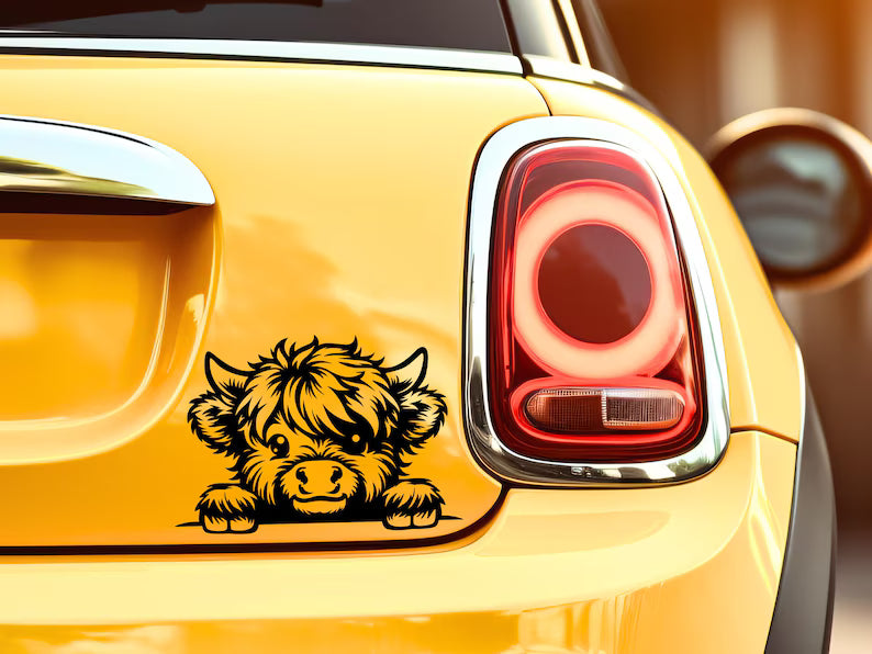 Highland Cow Vinyl Decal - Cow Car Decal for Trucks  | Die Cut Vinyl Decal