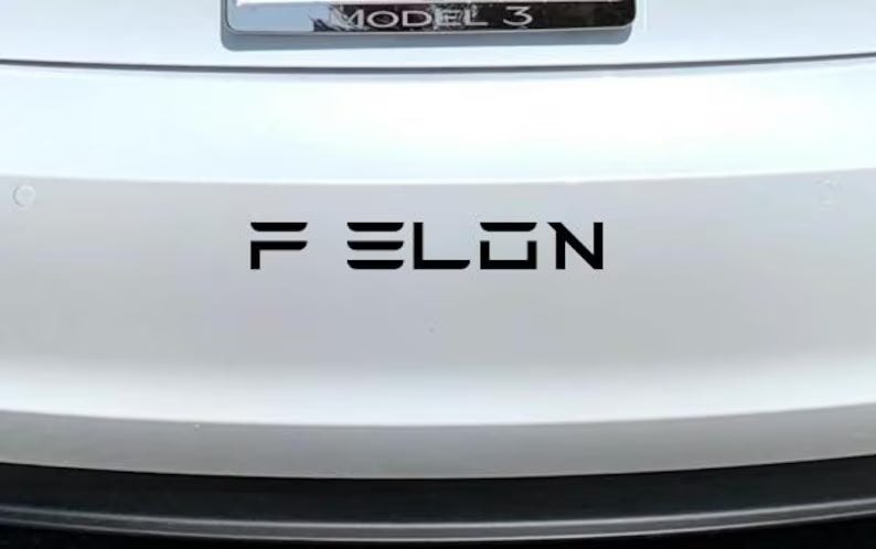 F Elon Vinyl Car Decal for Tesla | Die Cut Vinyl Decal