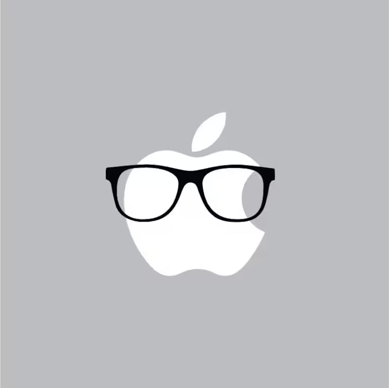 Hipster Glasses Decal Mac Apple Logo Cover Laptop Vinyl Decal | Die Cut Vinyl Decal