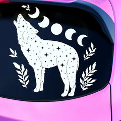 Moon phases wolf Die Cut Vinyl Decal