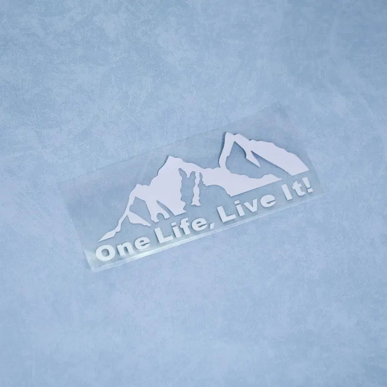One Life Live It Mountain Decals, Overland Window Decals – 4x4 Jeep, Truck, Auto Die Cut Vinyl Decal