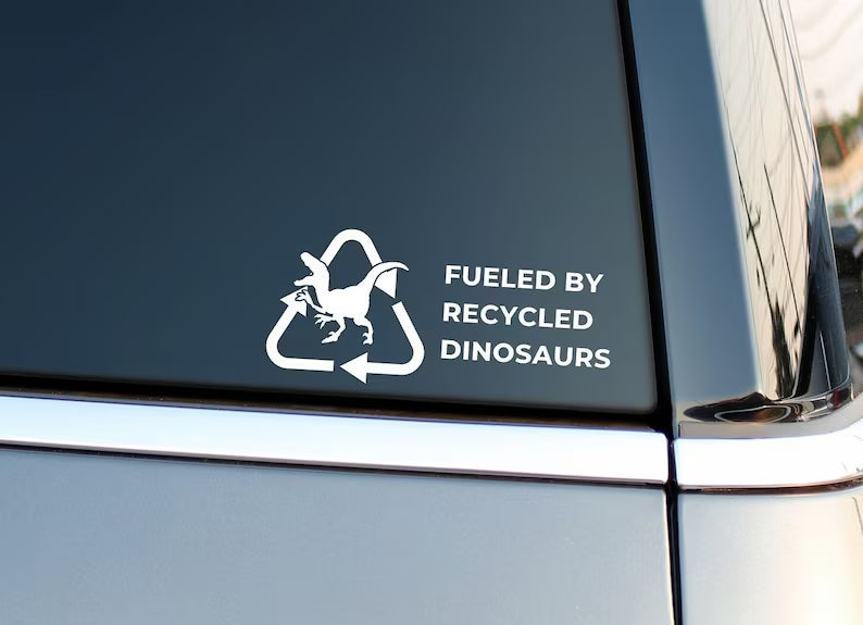 Fueled By Recycled Dinosaur Vinyl Deca | Die Cut Vinyl Decal
