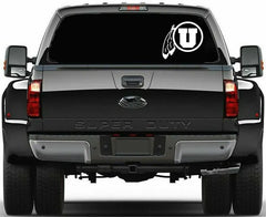 University of Utah Circle and Feather Cut Vinyl Truck Window Decal | Die Cut Vinyl Decal