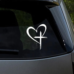 Heart With Cross Decal | Laptop Decal |  Die Cut Vinyl Decal