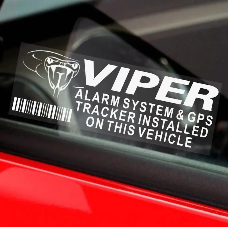 Car Alarm Decal: Security Decals, Anti-Theft GPS System (Set of 4) Die Cut Vinyl Decal