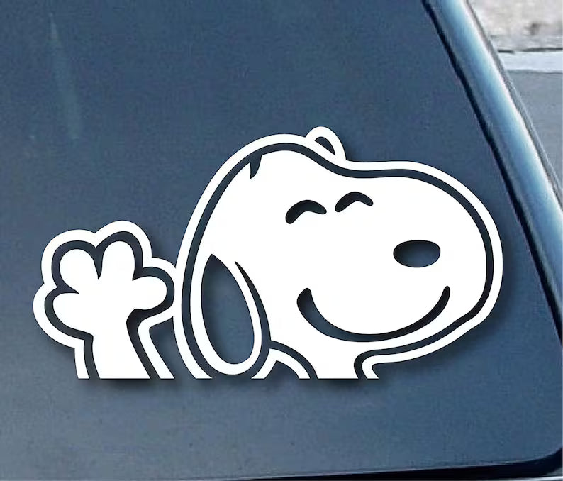 Snoopy Waving Car Decal - Die Cut Vinyl Decal
