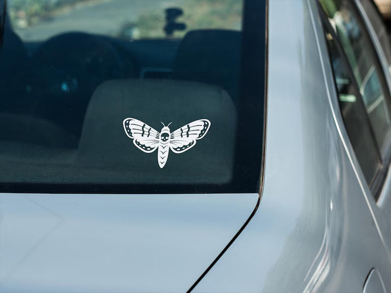 Death Head moth decal, goth car decal, gift for her, gift for him - Die Cut Vinyl Decal