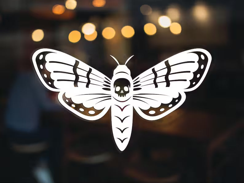 Death Head moth decal, goth car decal, gift for her, gift for him - Die Cut Vinyl Decal
