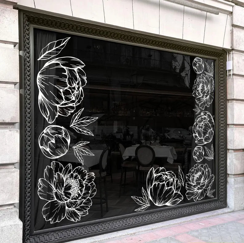 Single Peony Flower Decal for Window | Die Cut Vinyl Decal