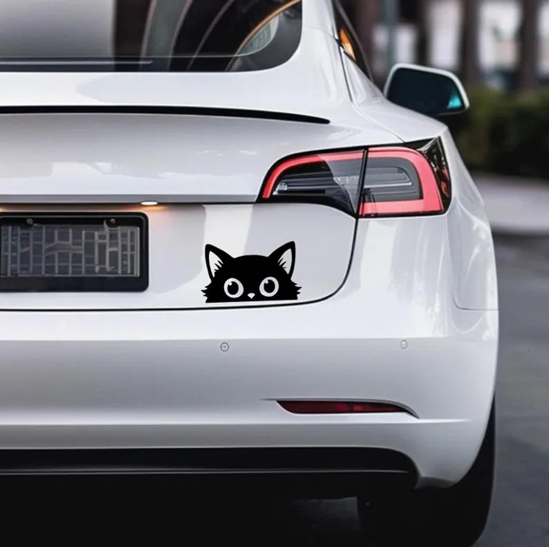 Peeking Cat Decal Waterproof Vinyl Decal Window, Car, Laptop, Phone - Die Cut Vinyl Decal