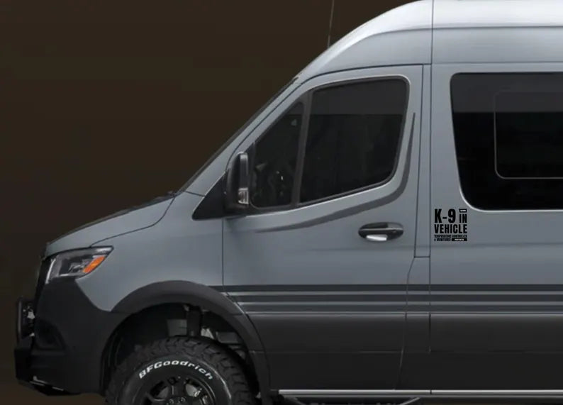 K-9 in Vehicle Sticker, Van Life Dog Decal, Overland Pet Safety Sign Die Cut Vinyl Decal