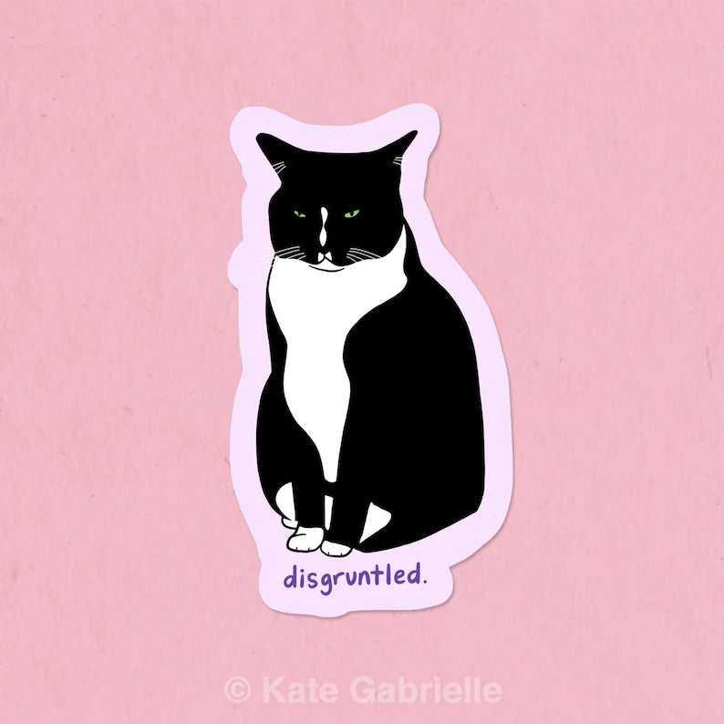 Disgruntled black and white tuxedo cat  Decal - Die Cut Vinyl Decal