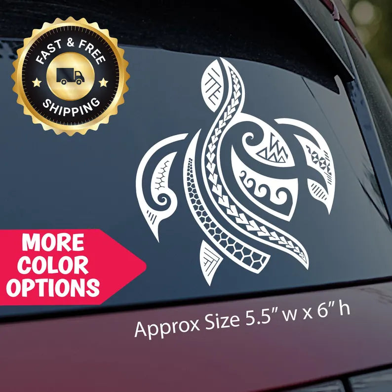 Hawaiian Honu Turtle Car Decal - Die Cut Vinyl Decal