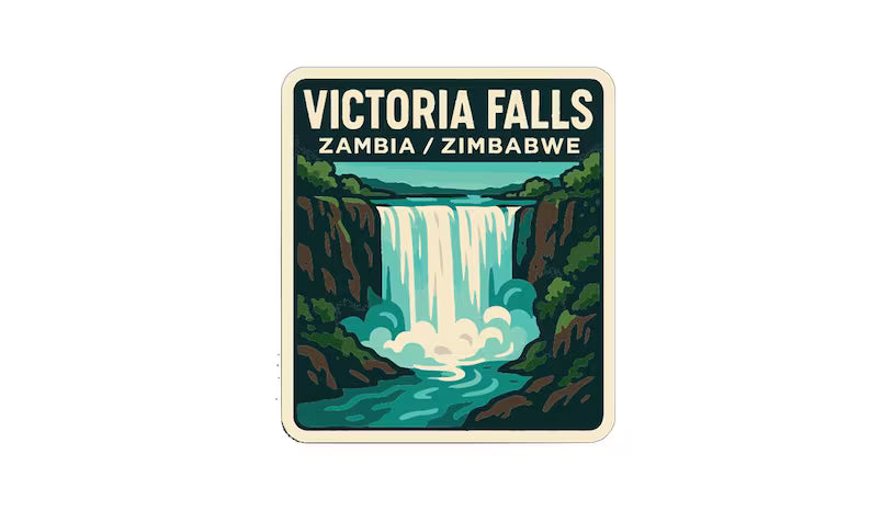 Victoria Falls Zambia/Zimbabwe Sticker Decal Vinyl Die-Cut Symbolic Landmark Design - Die Cut Vinyl Decal