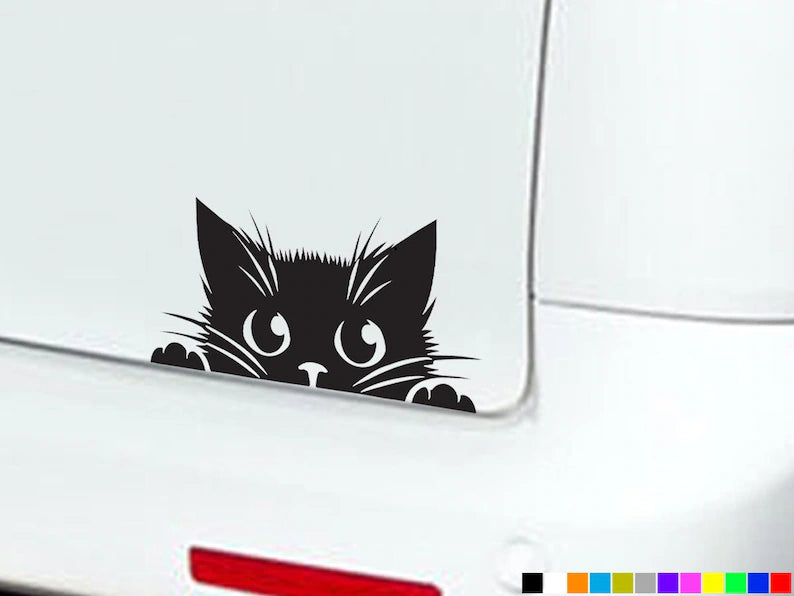 PEEKING PEEPING CAT Eyes Boot Funny Car Decals Bumper Window Van | Die Cut Vinyl Decal