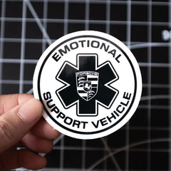 Emotional Support Vehicle "PORSCHE" Decal Sticker Die Cut Vinyl Decal
