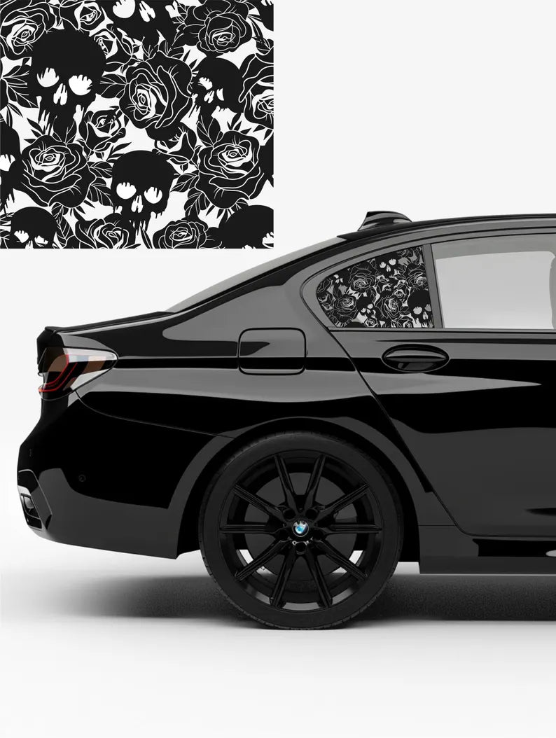 Skull Roses Rear Window Decals  | Die Cut Vinyl Decal