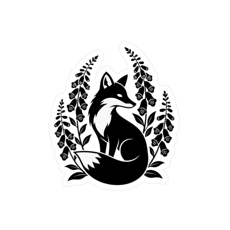 Fox with Floral Wreath Kiss-Cut Vinyl Decal Die Cut Vinyl Decal
