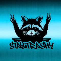 Stay Trashy Raccoon Vinyl Decal | Funny Car Sticker | Die Cut Vinyl Decal
