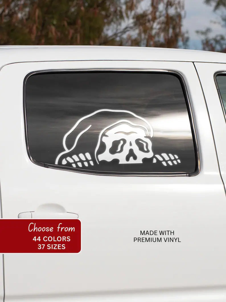 Grim Reaper Peeking Vinyl Decal | Die Cut Vinyl Decal