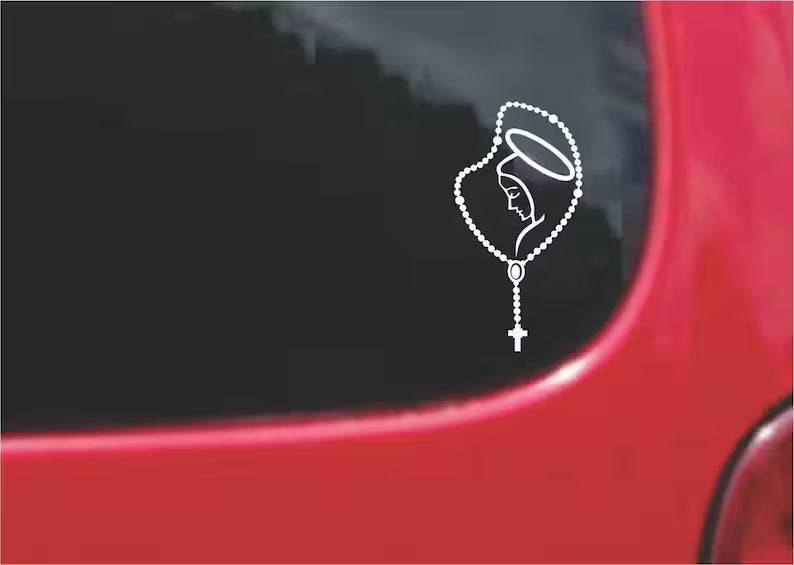 Virgin Mary Rosary Decal  | Die Cut Vinyl Decal