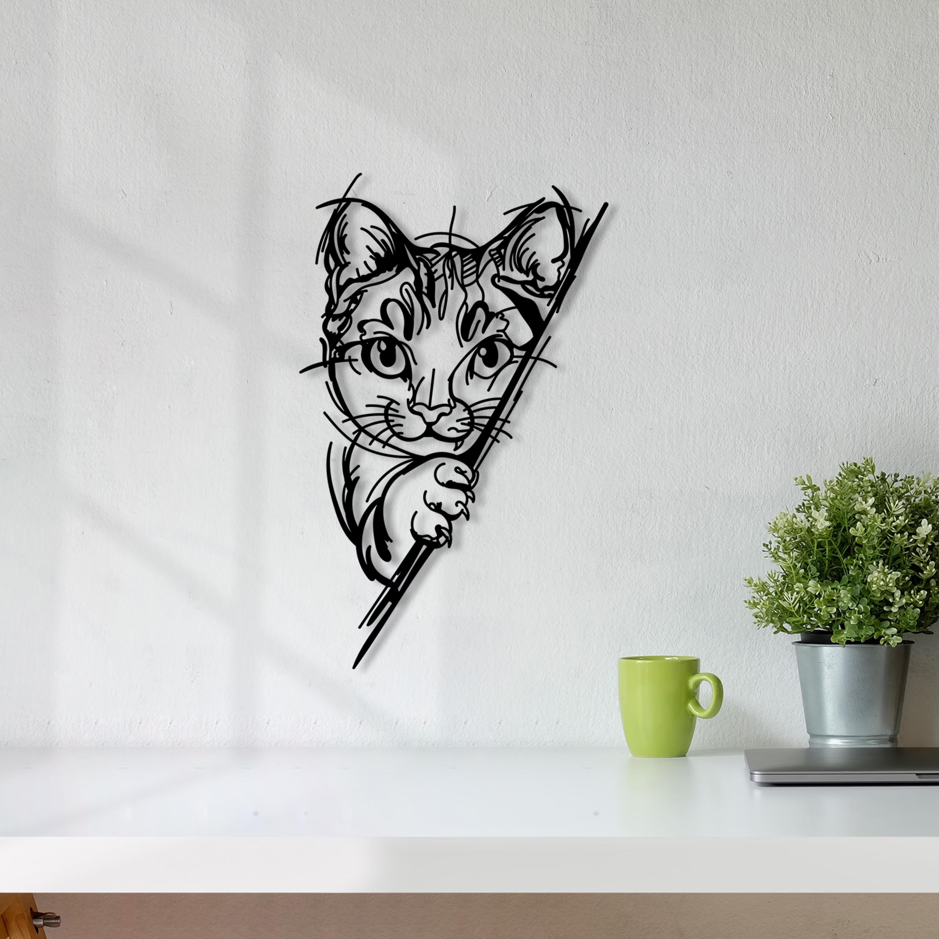 Peekaboo Pumpkin Peekaboo Cat Halloween Peeking Cat Metal Wall Art Die Cut Vinyl Decal