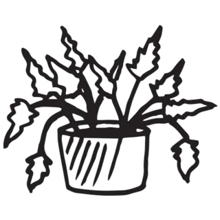 Indoor Potted Plant Doodle Transfer Sticker Die Cut Vinyl Decal