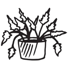 Indoor Potted Plant Doodle Transfer Sticker Die Cut Vinyl Decal
