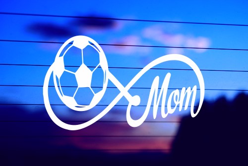 Infinity Soccer Mom vinyl die cut decal for cars, trucks, windows, and laptops