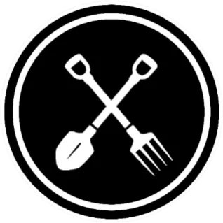 Isolated Black Pitchfork And Shovel Landscaper Icon Sticker Die Cut Vinyl Decal
