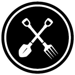 Isolated Black Pitchfork And Shovel Landscaper Icon Sticker Die Cut Vinyl Decal