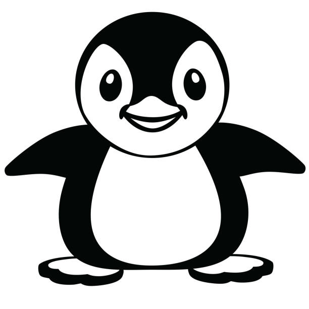 cartoon penguin black and white  Die Cut Vinyl Decal