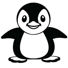 cartoon penguin black and white  Die Cut Vinyl Decal