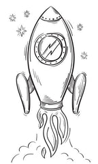 Cartoon drawn rocket on start  Die Cut Vinyl Decal