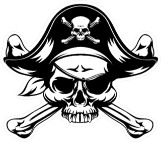 Jolly Roger with Black Hat Sticker Die Cut Vinyl Decal