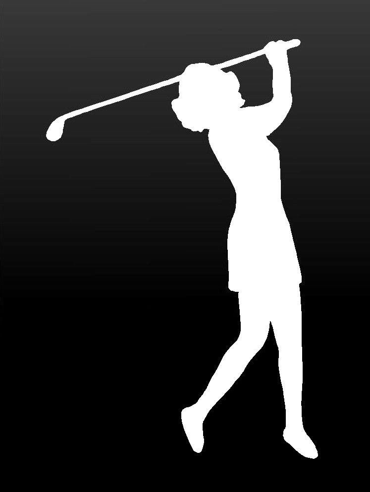 lady‑golfer‑vinyl‑decal size options for cars trucks laptops