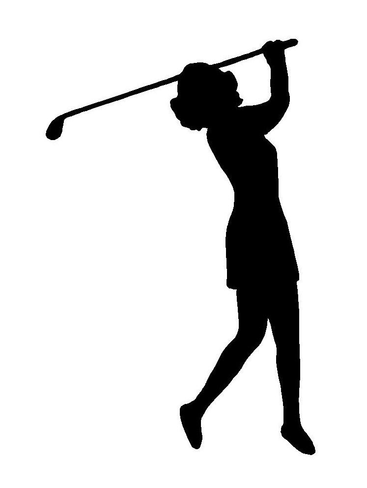 lady‑golfer‑vinyl‑decal black die cut decal for vehicle windows laptops