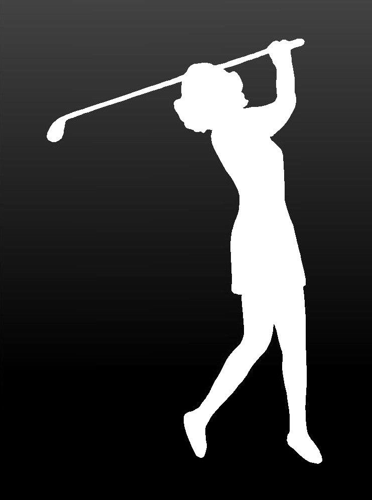 lady‑golfer‑vinyl‑decal white waterproof for cars trucks laptops