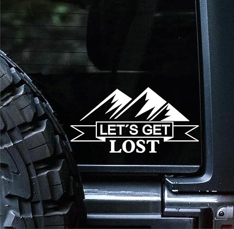 lets get lost vinyl adventure decal black die cut sticker for cars trucks windows laptops