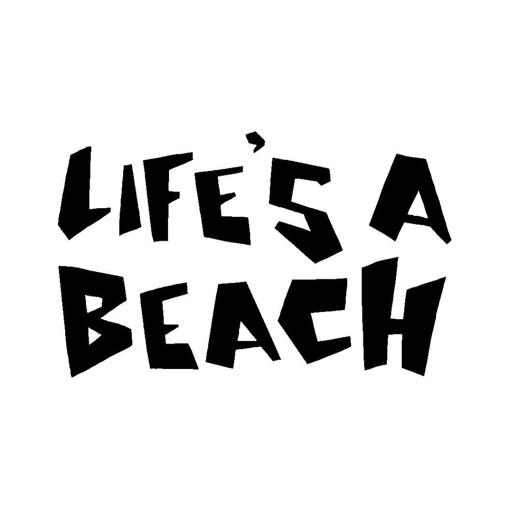 lifes‑a‑beach‑vinyl‑sticker black die cut decal for vehicle windows laptops