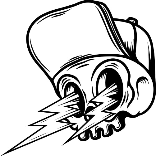 Lightning Skull - Vintage Style Die Cut Vinyl Decal