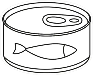 Line Art Black And White Canned Fish Sticker Die Cut Vinyl Decal