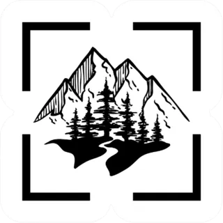 Line Art Black Mountain And Pine Tree Sticker Die Cut Vinyl Decal