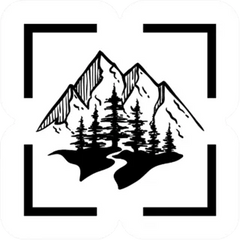 Line Art Black Mountain And Pine Tree Sticker Die Cut Vinyl Decal