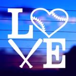 Love Baseball vinyl die cut decal for cars trucks laptops