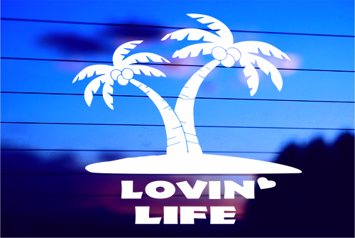 lovin life vinyl die cut decal on car window