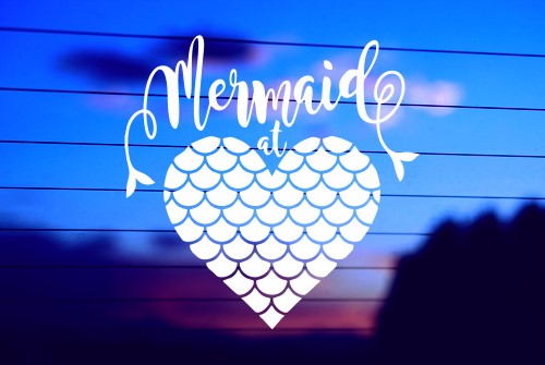 Mermaid at Heart vinyl die cut decal for cars, trucks, windows, and laptops
